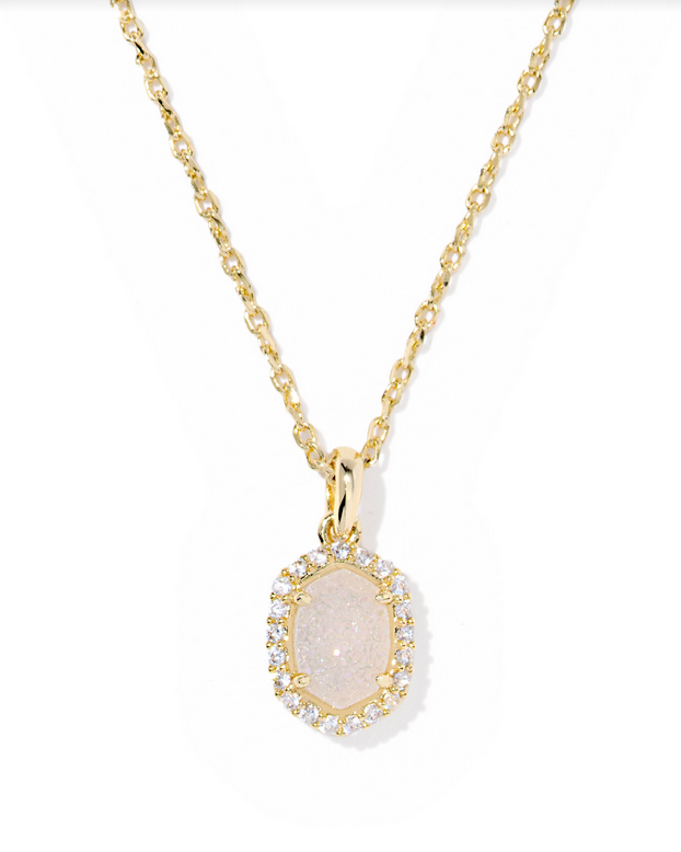 Kendra Scott Daphne Crystal Gold Iridescent Drusy Fram Short Pendant Necklace