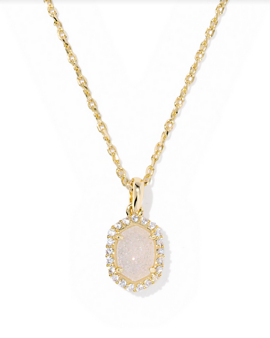 Kendra Scott Daphne Crystal Gold Iridescent Drusy Fram Short Pendant Necklace