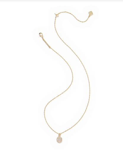 Kendra Scott Daphne Crystal Gold Iridescent Drusy Fram Short Pendant Necklace