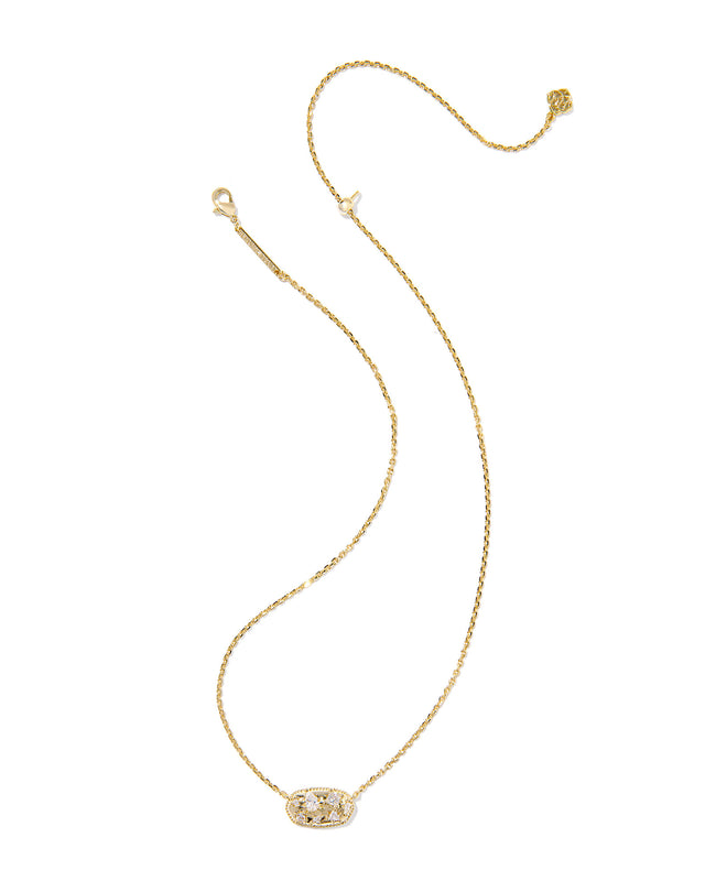 Kendra Scott Holland Crystal Gold White Short Pendant Necklace