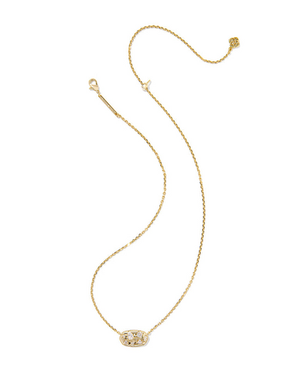 Kendra Scott Holland Crystal Gold White Short Pendant Necklace