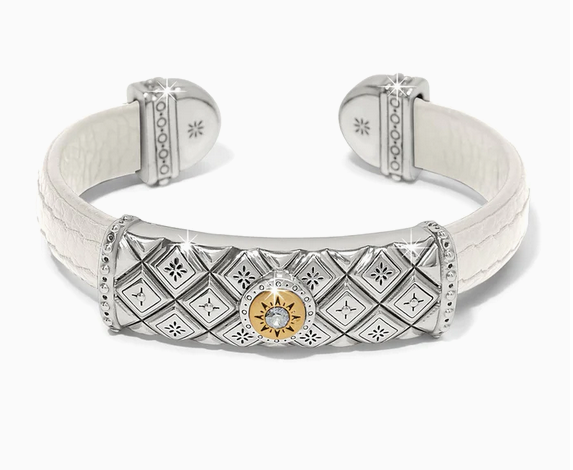 Brighton Mosaic Two Tone Leather Bar Cuff Bracelet