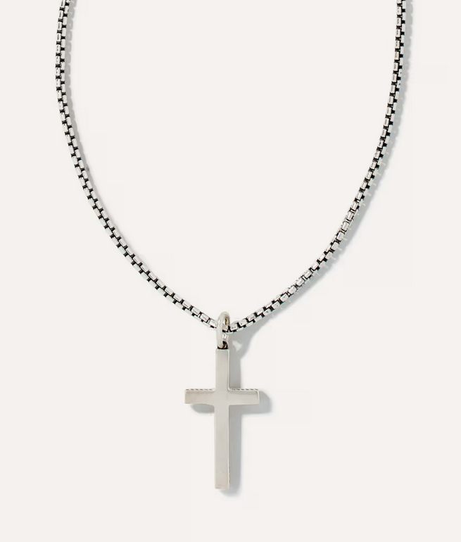 Kendra Scott Mens Cross Necklace In Oxidized Stearling Silver