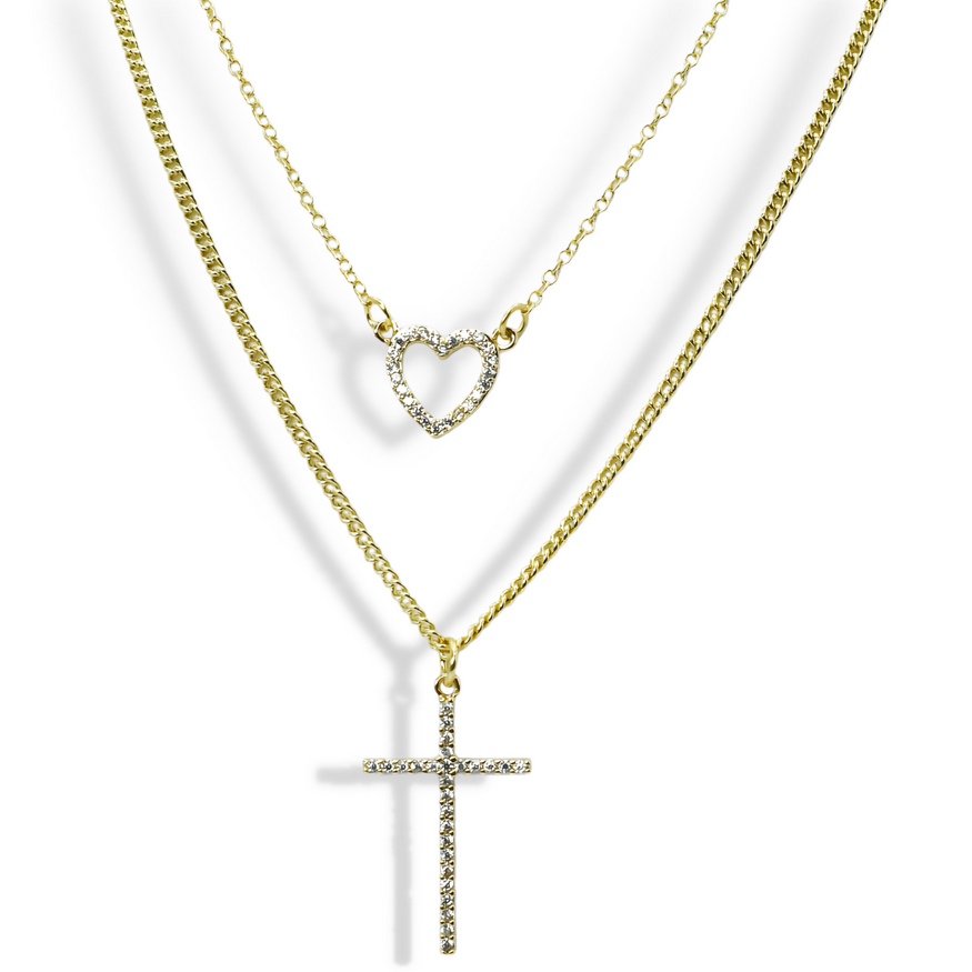 Treasure Jewels Love & Cross Layer Necklace