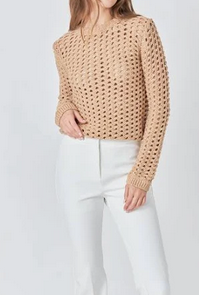 Caramel Sequin Long Sleeve Top