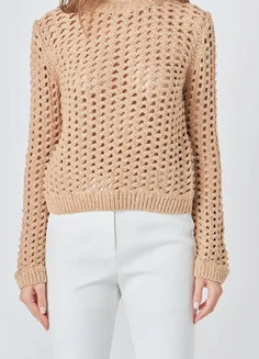 Caramel Sequin Long Sleeve Top