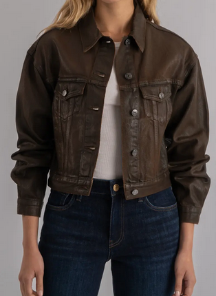 Kut Emrie Chocolate Coated Denim Jacket