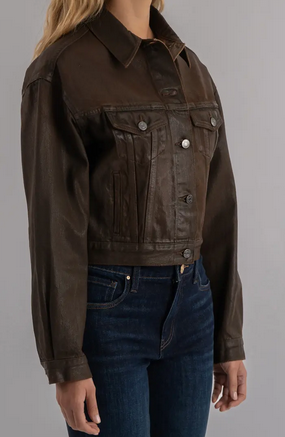 Kut Emrie Chocolate Coated Denim Jacket