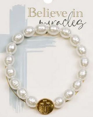 Believe in Miracles Pearl Bracelet