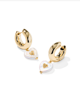 Kendra Scott Sasha Heart Huggie Earring Gold Pearl
