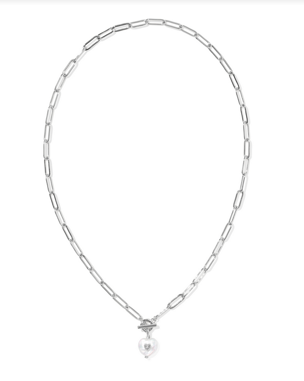 Kendra Scott Sasha Heart Short Necklace RHOD Pearl