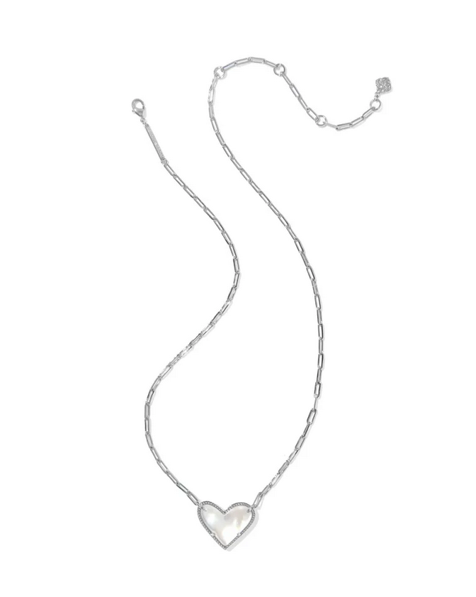 Kendra Scott Ari Heart Statement Pendant Rhod MOP Necklace
