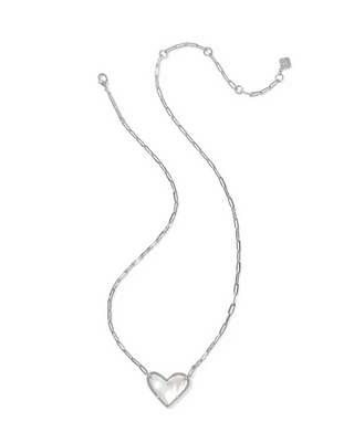 Kendra Scott Ari Heart Statement Pendant Rhod MOP Necklace