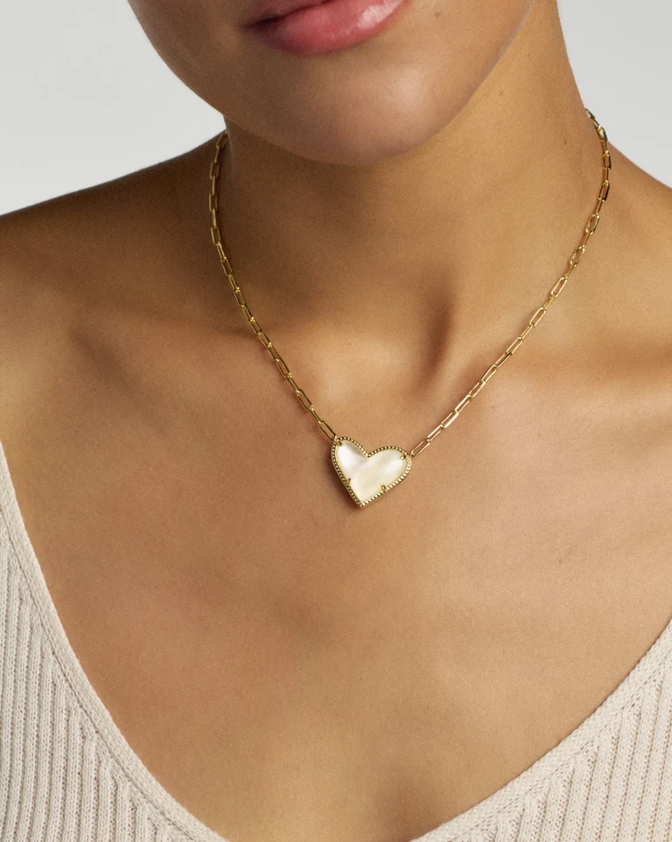 Kendra Scott Ari Heart Statement Pendant Gold Ivory MOP Necklace