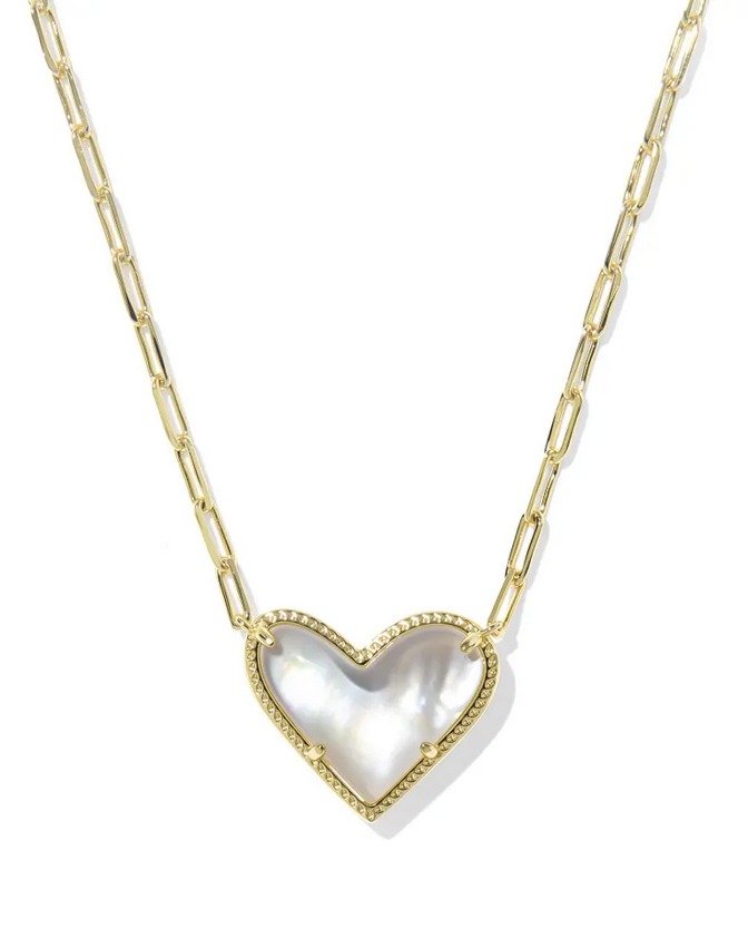 Kendra Scott Ari Heart Statement Pendant Gold Ivory MOP Necklace