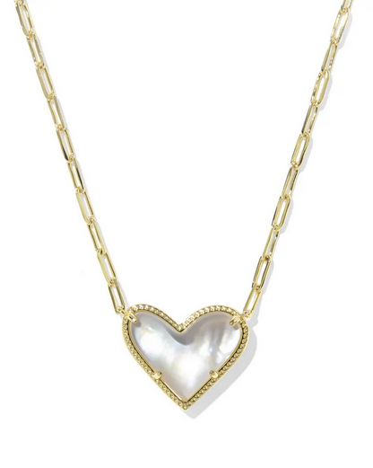 Kendra Scott Ari Heart Statement Pendant Gold Ivory MOP Necklace