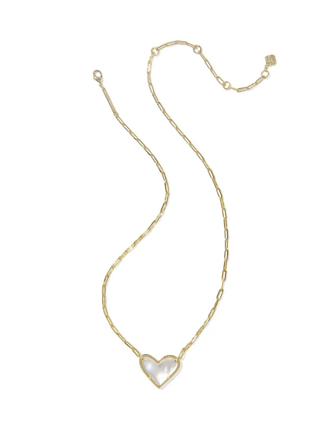 Kendra Scott Ari Heart Statement Pendant Gold Ivory MOP Necklace