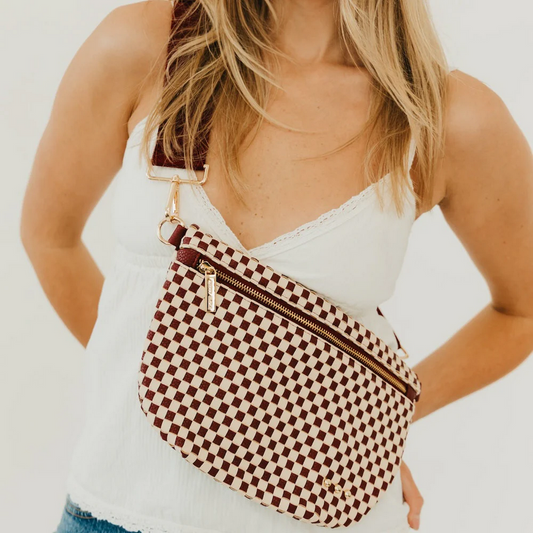 West Checkered Burgundy Bum Bag
