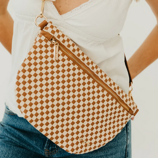 West Checkered Brown Bum Bag