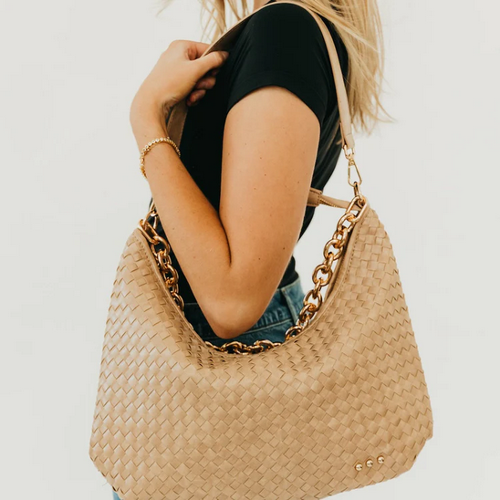 Sienna Slouchy Woven Taupe Bag