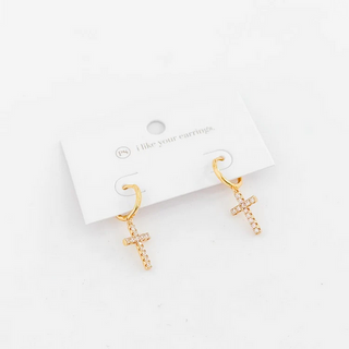 PS Waterproof Taryn Gold Cross Earrings