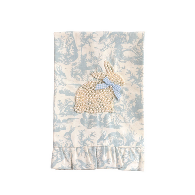 Blue Toile Bunny Pearl Towel