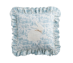 Square Toile Bunny Pillow