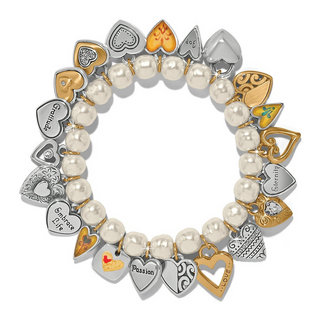 Brighton One Heart Pearl Strectch Bracelet