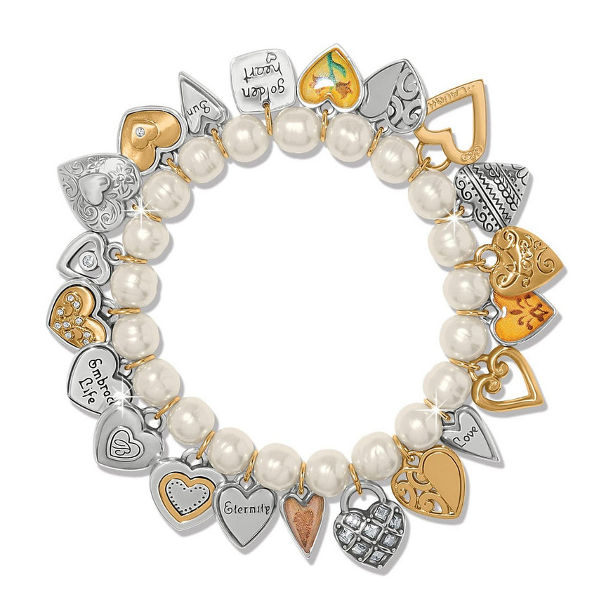 Brighton One Heart Pearl Strectch Bracelet