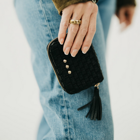 Wynona Woven Black Wallet