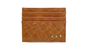 Mariah Brown Woven Small Card Holder Wallet