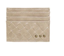 Mariah Cream Woven Small Card Holder Wallet