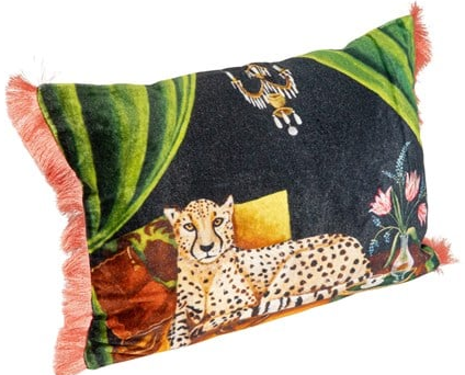 Leopard Velvet Printed Lumbar Pillow
