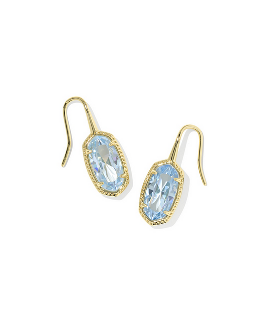 Kendra Scott LEE LUXE DROP EAR GOLD LIGHT BLUE CZ