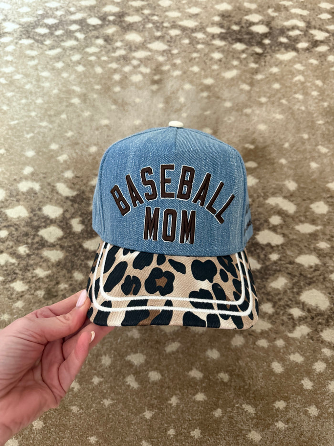 Blue Leopard Baseball Mom Hat