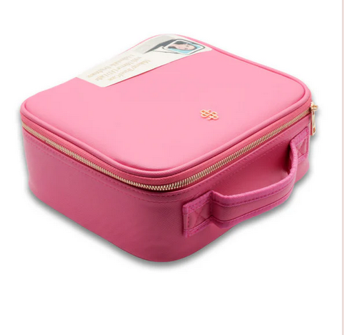 Faux Leather Travel Pink Makeup Bag