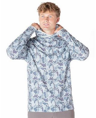 Men's Hooded Blue Camo Pullover
