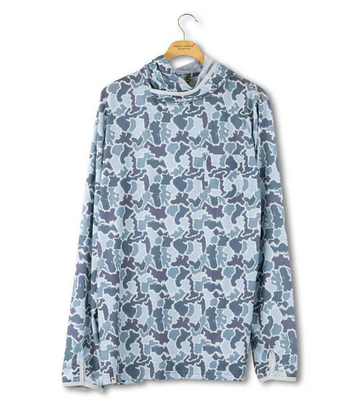 Men's Hooded Blue Camo Pullover