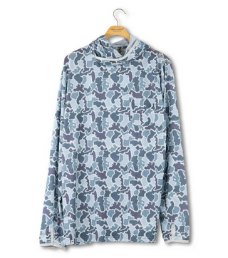 Men's Hooded Blue Camo Pullover