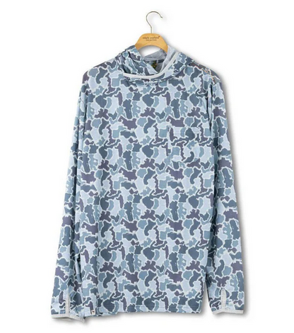 Men's Hooded Blue Camo Pullover