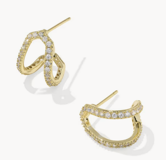 Kendra Scott DAPHNE PAVE HUGGIE EAR GOLD WHITE CZ