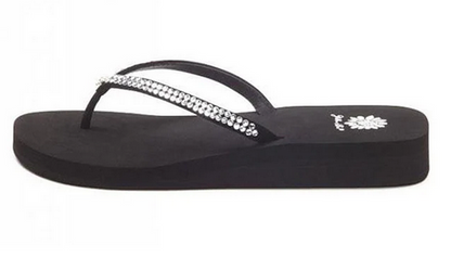 Yellow Box Jello Clear Stone Flip Flops