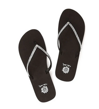 Yellow Box Jello Clear Stone Flip Flops