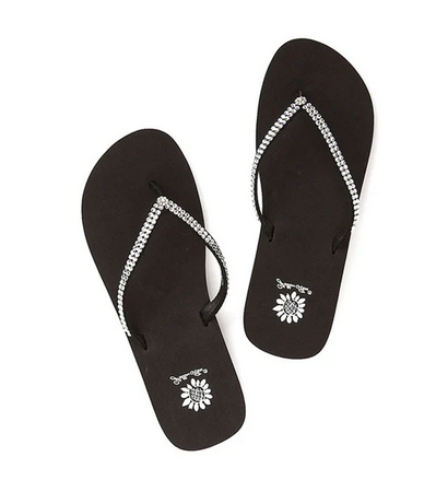 Yellow Box Jello Clear Stone Flip Flops