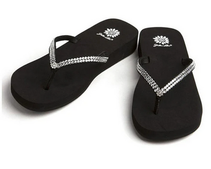 Yellow Box Jello Clear Stone Flip Flops