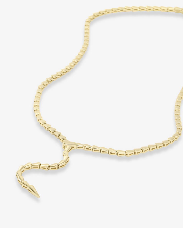Melinda Maria Serpent Lariat Necklace Gold