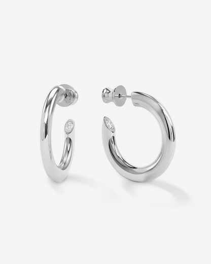 Melinda Maria Beacon Hoops 1" Silver