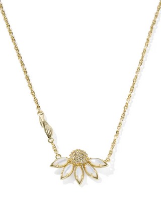 Kendra Scott Anya Flower Pendant Necklace Gold Ivory Mix