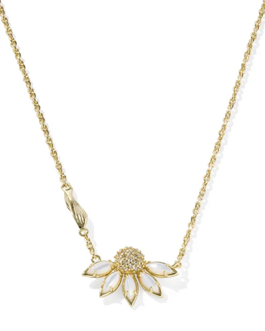 Kendra Scott Anya Flower Pendant Necklace Gold Ivory Mix