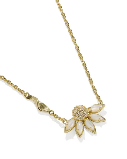 Kendra Scott Anya Flower Pendant Necklace Gold Ivory Mix